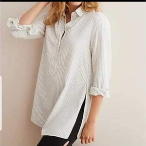 Aerie White Striped Tunic Top